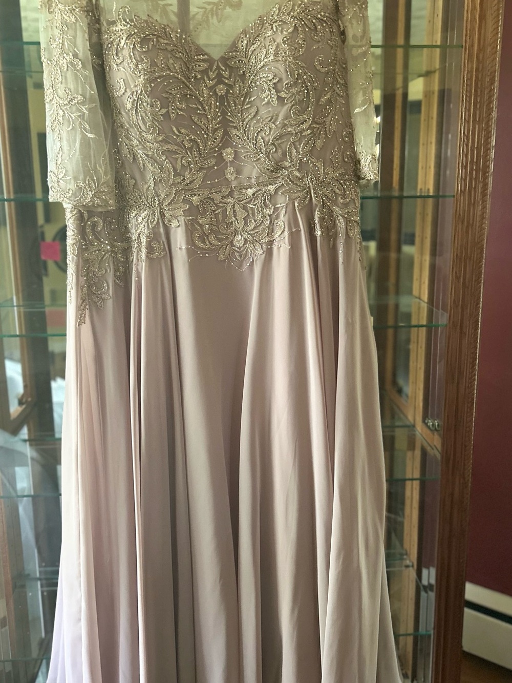 Lace Appliqué Maxi Dress in Blush Pink
